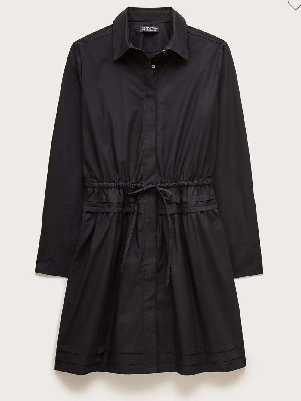 NWT J.Crew Size 4P Elena Shirt-Dress Mini in Black Solid Cotton Shirtdress
